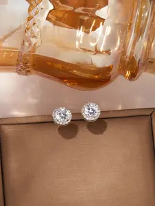Elegant Round Zircon Earrings for Women, Vintage Luxurious Design, Perfect for Daily Wear, Parties, Birthdays, Valentine's Day Gifts