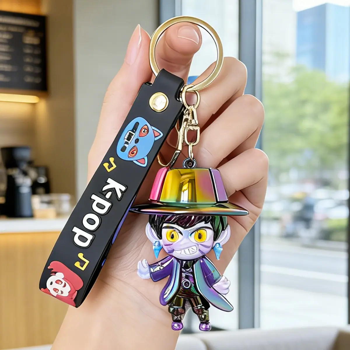 Colorful electroplating witch hunter keychain K-pop animation character fashion bag pendant cartoon silicone gift Colorful electroplating witch hunter keychain K-pop animation character fashion bag pendant cartoon silicone gift