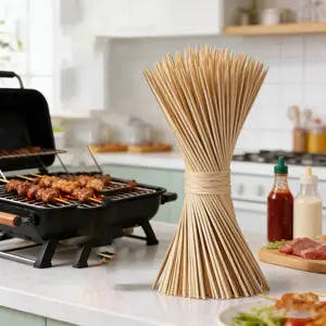 Natural Bamboo Skewers for BBQ, Appetizers, Fruits, Cocktails, Grilling, Chocolate Fountain, Kitchen Crafts, Parties, Stick