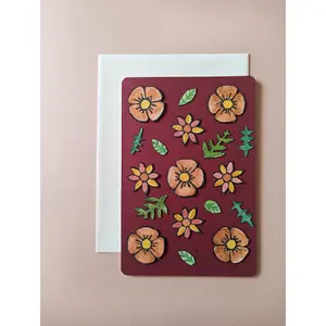 Red Flora Handmade Card