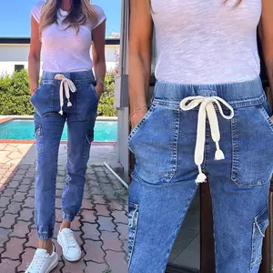 GAYA CARGO DENIM WITH LINEN TIE