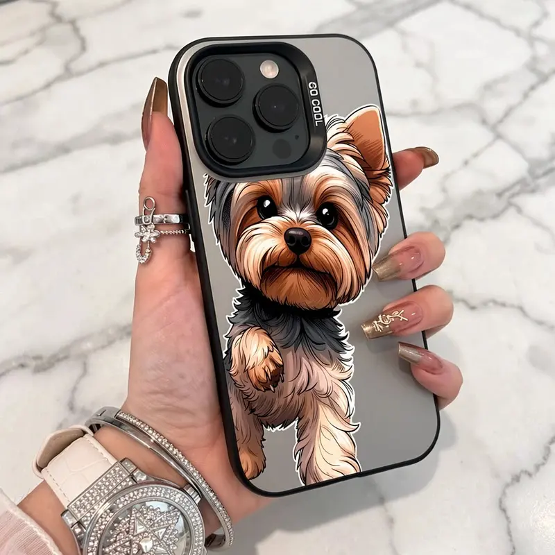 Case for iPhone 16 Pro Max 15 Plus 14 13 12 11 XS XR Cute Yorkshire Terrier Anti-Scratch Military-Grade Drop Protection slim Cover