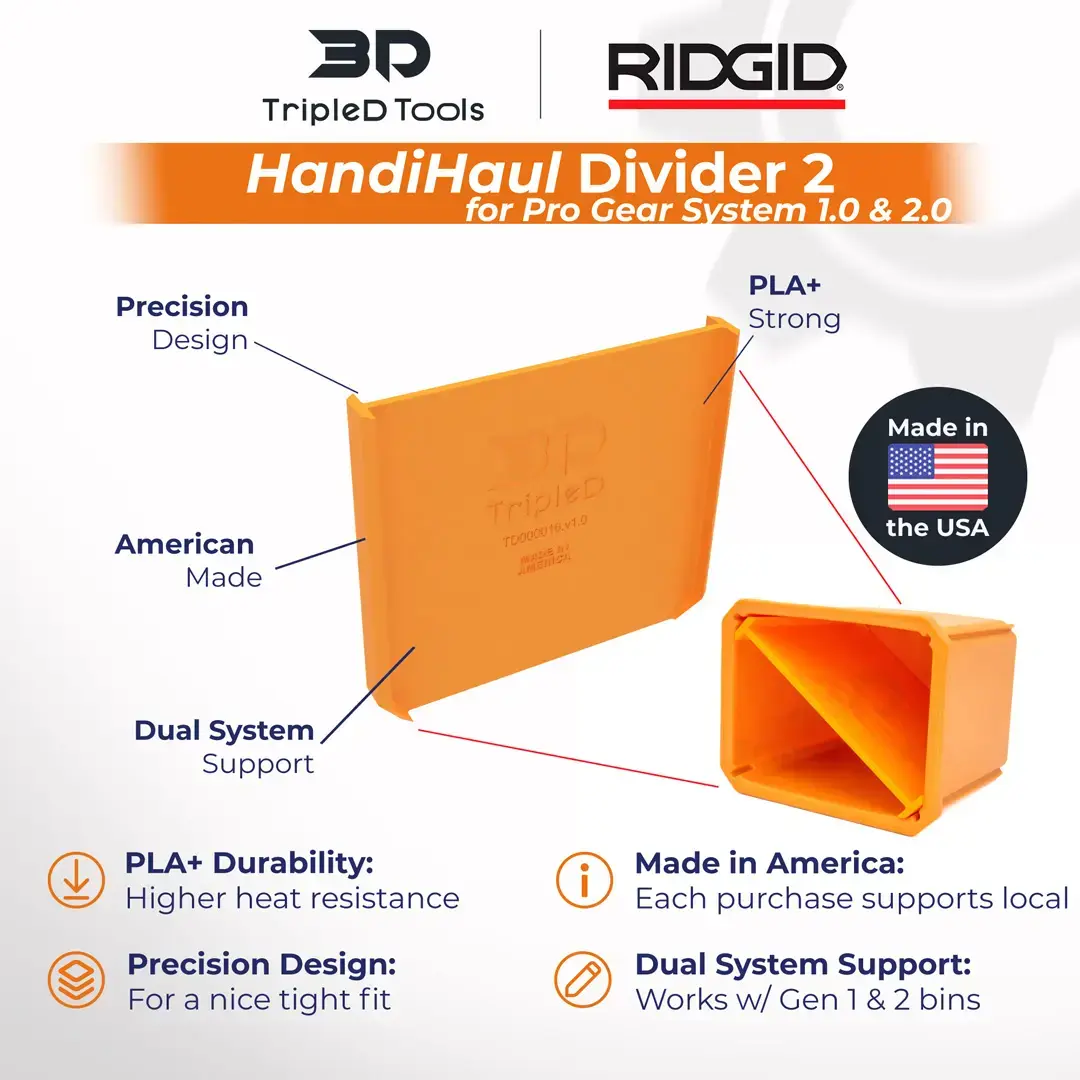TripleD Tools HandiHaul Divider 2 Bin Dividers for Pro Gear System Bins - Set of 3