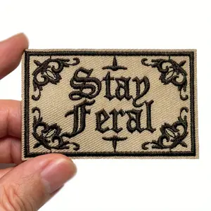 1PC "Stay Feral" Iron-On Velcro Patch - Embroidered Clothing Patch for Jacket, Bags, Pants Hats & DIY, Unique Patch Personalized