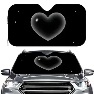 1pc Cartoon Style Car Sun Shade Heart Pattern Themed UV Glare Protection Windshield Cover, Universal Fit, Perfect Gift for Holidays Birthdays, Foldable Windshield Sunshade
