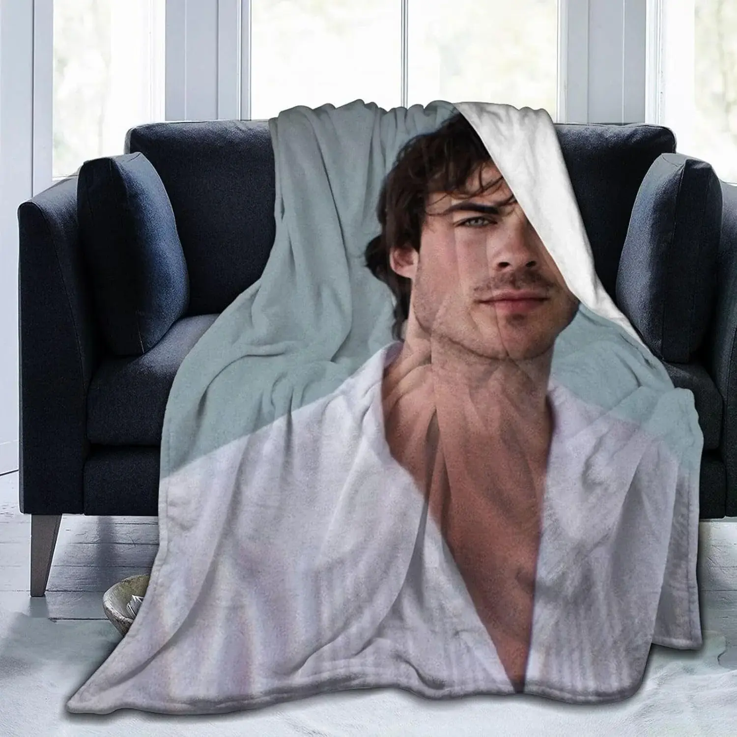 Ian Somerhalder Blanket Bedding Fleece Blanket Soft Throw Blankets Lightweight Anti-Static Blanket - 3 Sizes