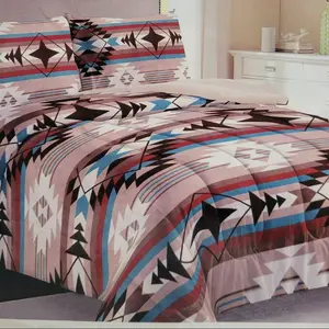 Aztec Soft FlannelFleece Borrego KING SIZE 3 pcs Brown Cozy Design for All Seasons Warm 100% Polyester Microfiber Machine Washable