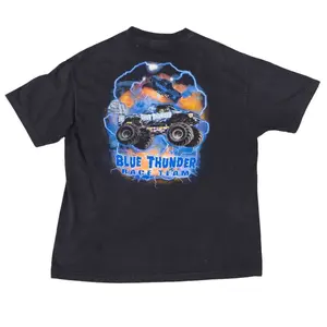 Vintage Jam Truck 2006 Tee Monster Jam Blue Thunder Race Team Graphic T-Shirt Sweatshirt Hoodie 2 Sided Reprint