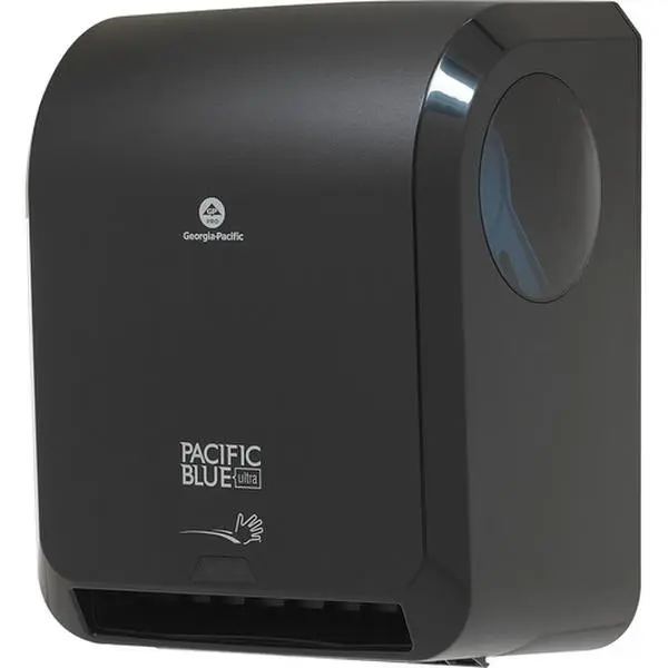 Georgia Pacific GPC Automated Paper Towel Dispenser with Cover - Efficient, Easy to Refill, Heavy Usage Bathroom Gadget for Home Supplies, 16.8h x 9w x 12.9d in., 1-at-a-Time Dispensing, Low-Maintenance Contemporary Black Unit, Maintain