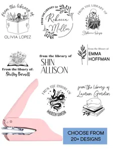 Custom Book Embosser Personal Library Seal From the Library Of Personalized Gift for Readers Teachers Made in USA Customizable Design