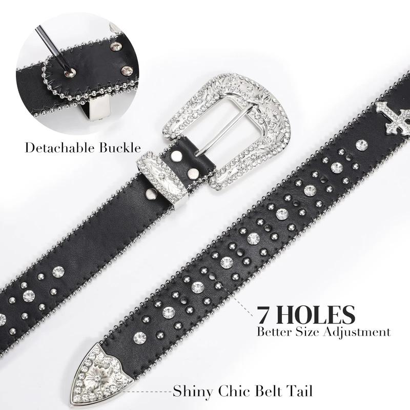 XZQTIVE Rhinestone Belt for Women & Men - A Fusion of Fashion & Western Charm, Cowgirl Cowboy Bling Style, Cross-Design Leather Belt with Diamond Studs, Perfect for Jeans & Dresses XZQTIVE Rhinestone Belt for Women & Men - A Fusion of Fashion & Western Charm, Cowgirl Cowboy Bling Style, Cross-Design Leather Belt with Diamond Studs, Perfect for Jeans & Dresses