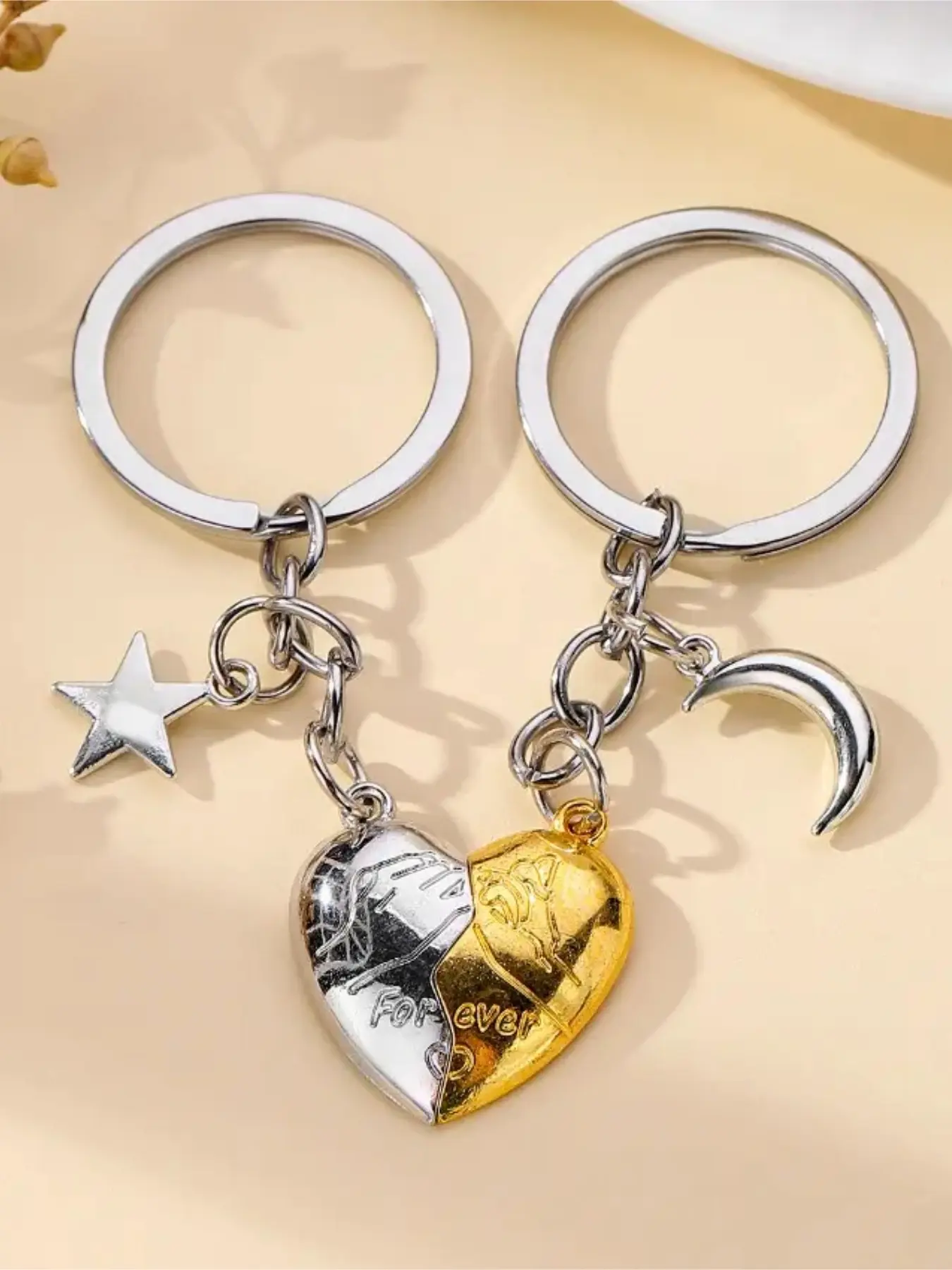 Magnetic Heart Keychain - Forever Love Star and Moon Keychain Perfect Gift for couples and family
