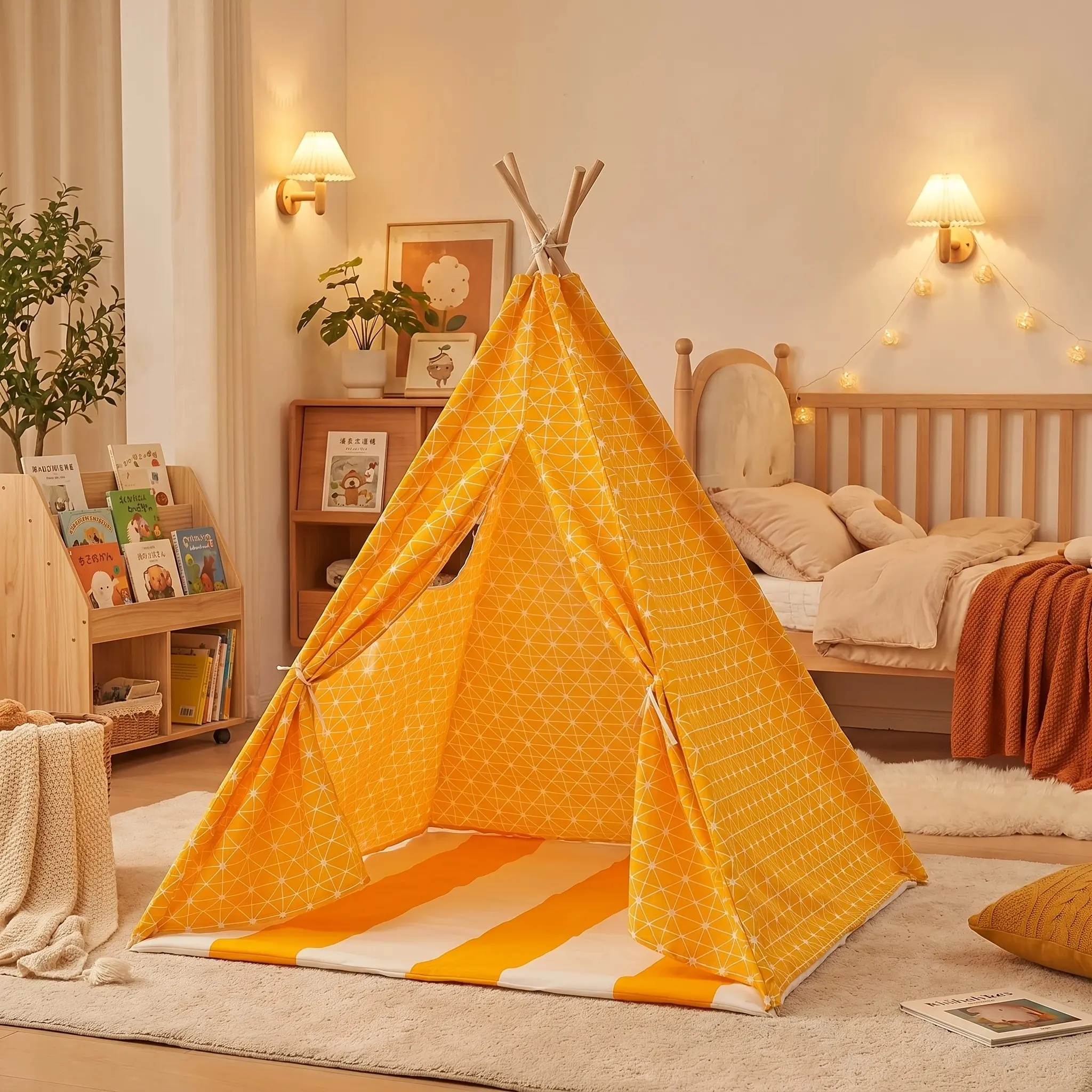 Teepee Tent, Indoor/Outdoor Play Tent Suitable for Nordic Conical Family Princess Small House, Washable Tent for Birthdays And Holidays, Christmas And Halloween (Without Padding)