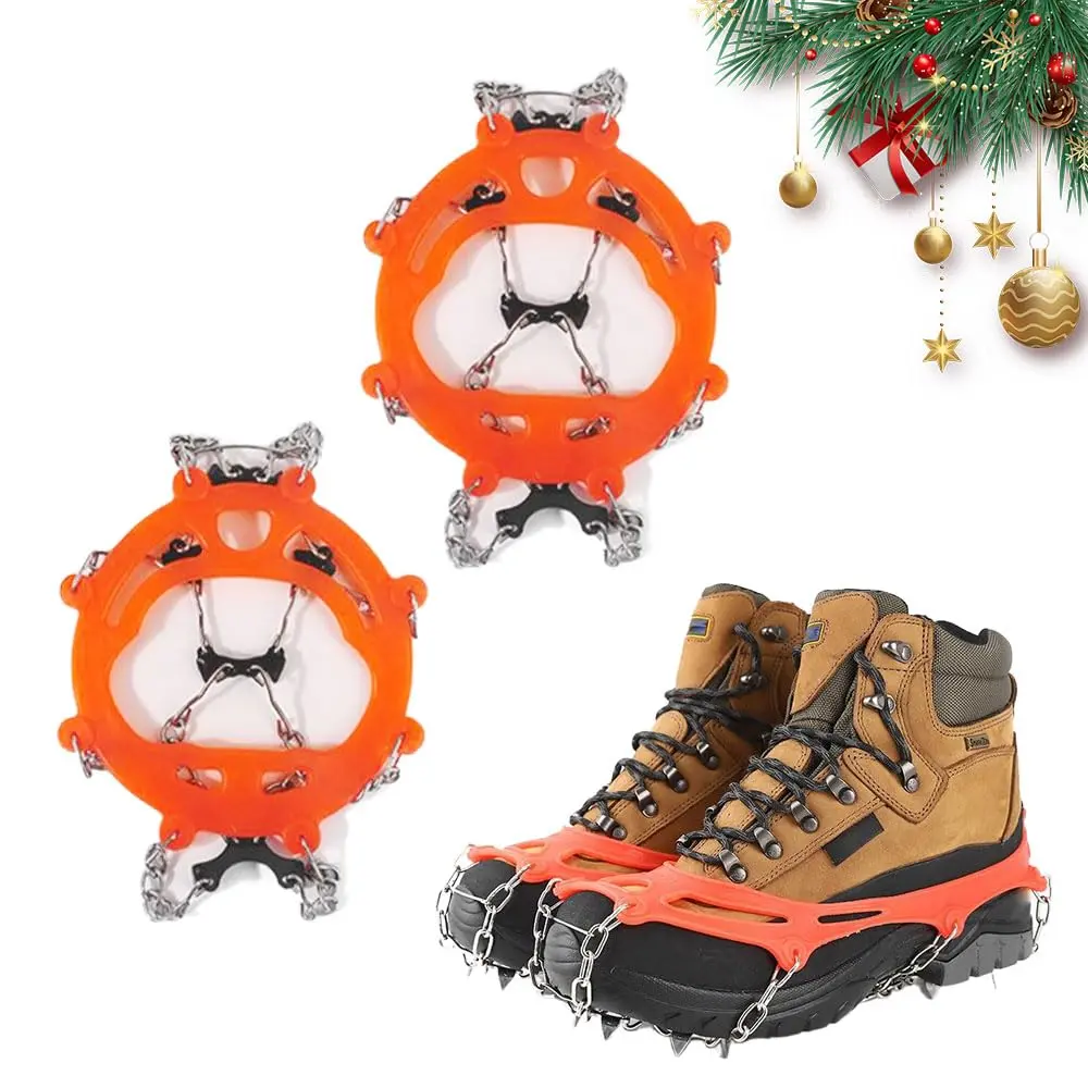 Anti Slip Ice Traction Cleats for Shoes Boots Heavy Duty Crampons Snow Spikes Stretch Silicone Band Safe Winter Walking Gear Practical Gift Idea for Elderly Parents Grandparents Avoid Slipping on Icy Sidewalks Driveway Snow Accessories