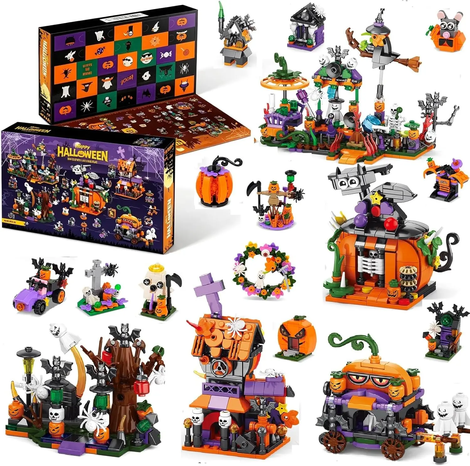 Halloween Fall Gift  Advent Calendar 2026 for Kids and Adult, 31 Days Countdown Calendars, Spooky Haunted House, Ghosts, Bats & Pumpkins Building Block, Countdown Halloween Toy Gifts for Kids (CT-Halloween)