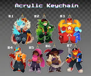 PREORDER BLOCK TALES - Keychains: Cruel King, Griefer, Noobador, Red and Blue, Builderman, Hatred, Kyoko, Calypso, Player
