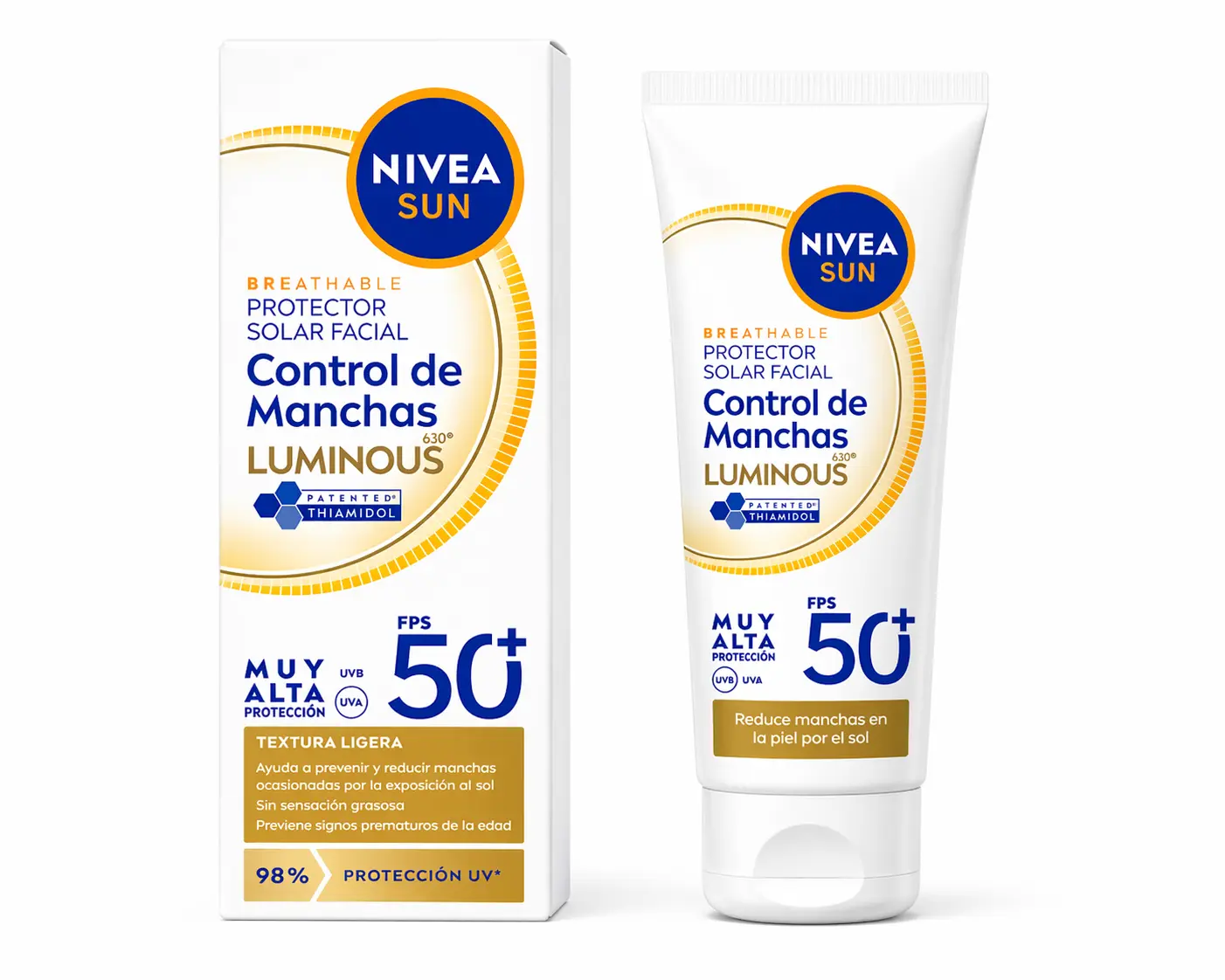 NIVEA Facial Sunscreen Lotion - Sunblock SPF 50+ with Luminous 630, Spot Control, Dark Spot Correction, UV Shield & UV Sun Blocking (WHITE GOLD))