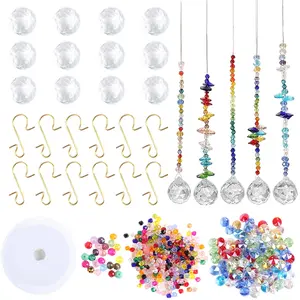 12PCS Colorful Crystals Glass Pendants Chandelier Suncatchers Prisms Hanging Ornament Crystal Pendants for Home, Office, Garden Decoration