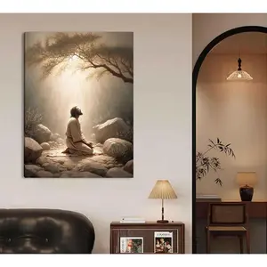 Tranquil Jesus Prayer Canvas Art – A Divine Mercy Painting Designed to Infuse Rooms with Sacred Calm, Perfect for Bedrooms, Church Halls, or Any Space Honoring Christ's Spiritual Solitude and Faith.