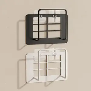 Easy Installation No-Drill Wall-Mounted Router Bracket | Fashionable White Cast Iron, Multi-Purpose Storage Rack, Suitable for Living Room, Box Placement, Wifi Stand, Bookshelf, Metal Material