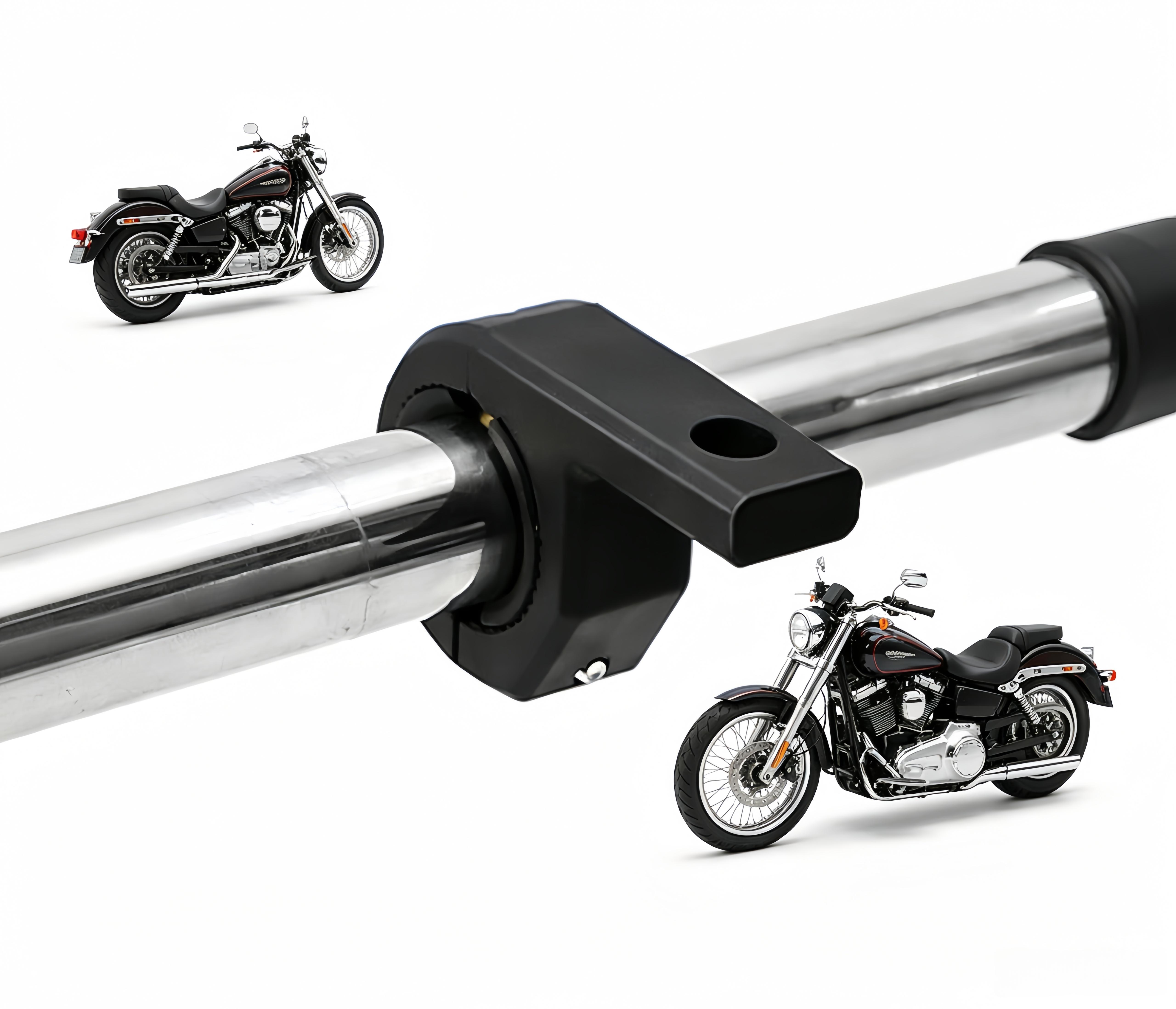 Heavy-Duty Universal Motorcycle LED Spotlight Crash Bar Clamp Brackets - Light Mounting, Bracket Mount, Anti-Scratch Thermoplastic Rubber Pads, Anti-Scratch Grip, Secure Hold for ADV/Night Rod Motorbikes with Adjustable Hood