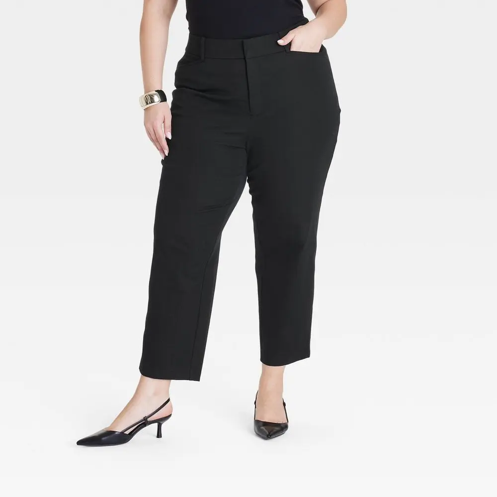 Women's High-Rise Straight Leg Trousers - Ava & Viv