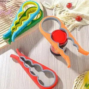 4 in 1 Multifunctional Bottle Opener, Non-Slip Can Jar Lid Opener, Easy Grip Kitchen Gadget for Beer Cans Bottles