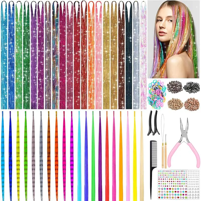20+10+10 Colors Hair Tinsel Extension Ki