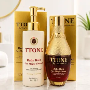 TTONE. Ruby Rain Face  glowing cleaner & Toner set 2 with free mask and scrub