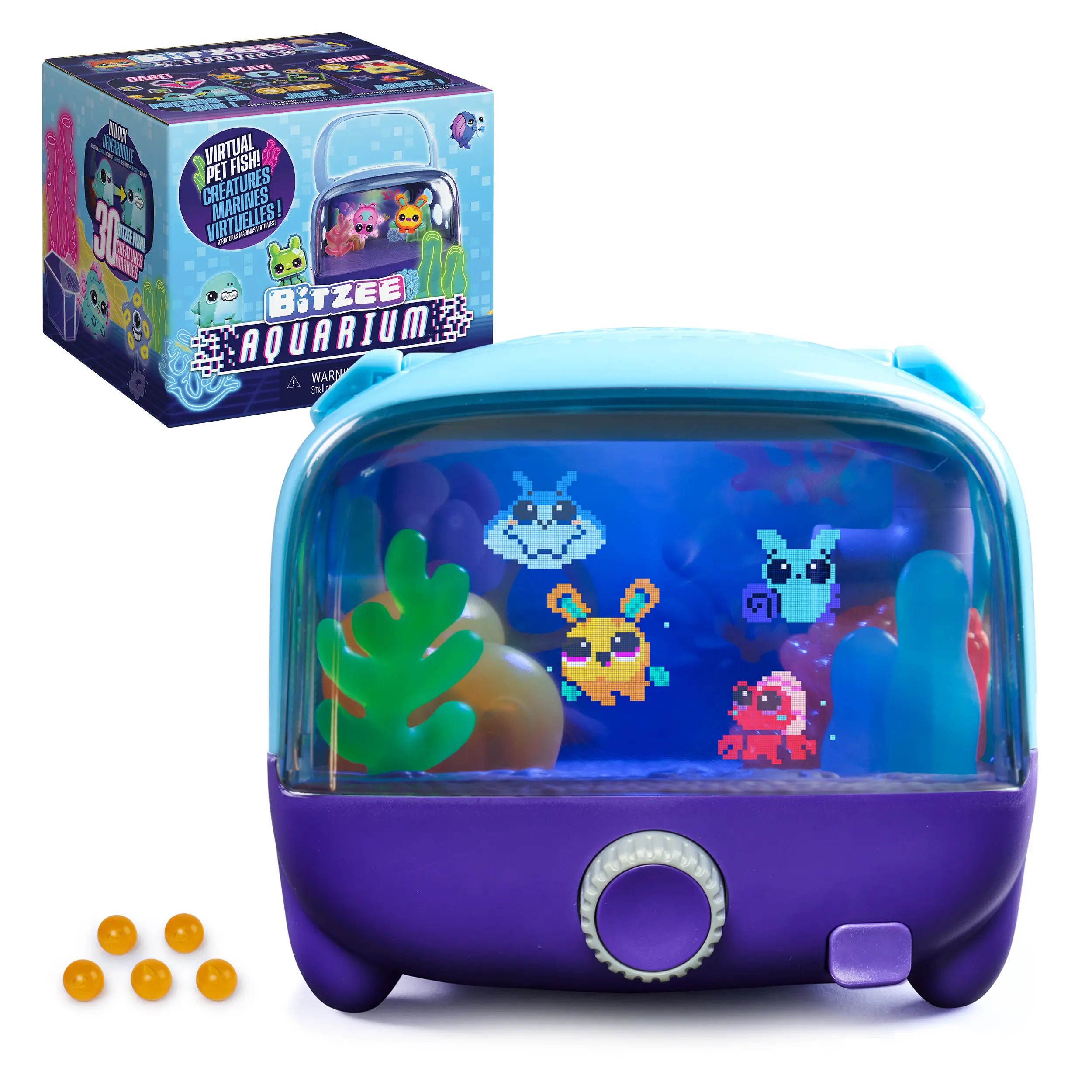 BITZEE, Aquarium Interactive Digital Pet Tank with 30 Virtual Fish Inside, Features a Large Display and LED Lights, Electronic Pets Respond to Touch, Birthday Gifts for Girls and Boys Ages 5 and up
