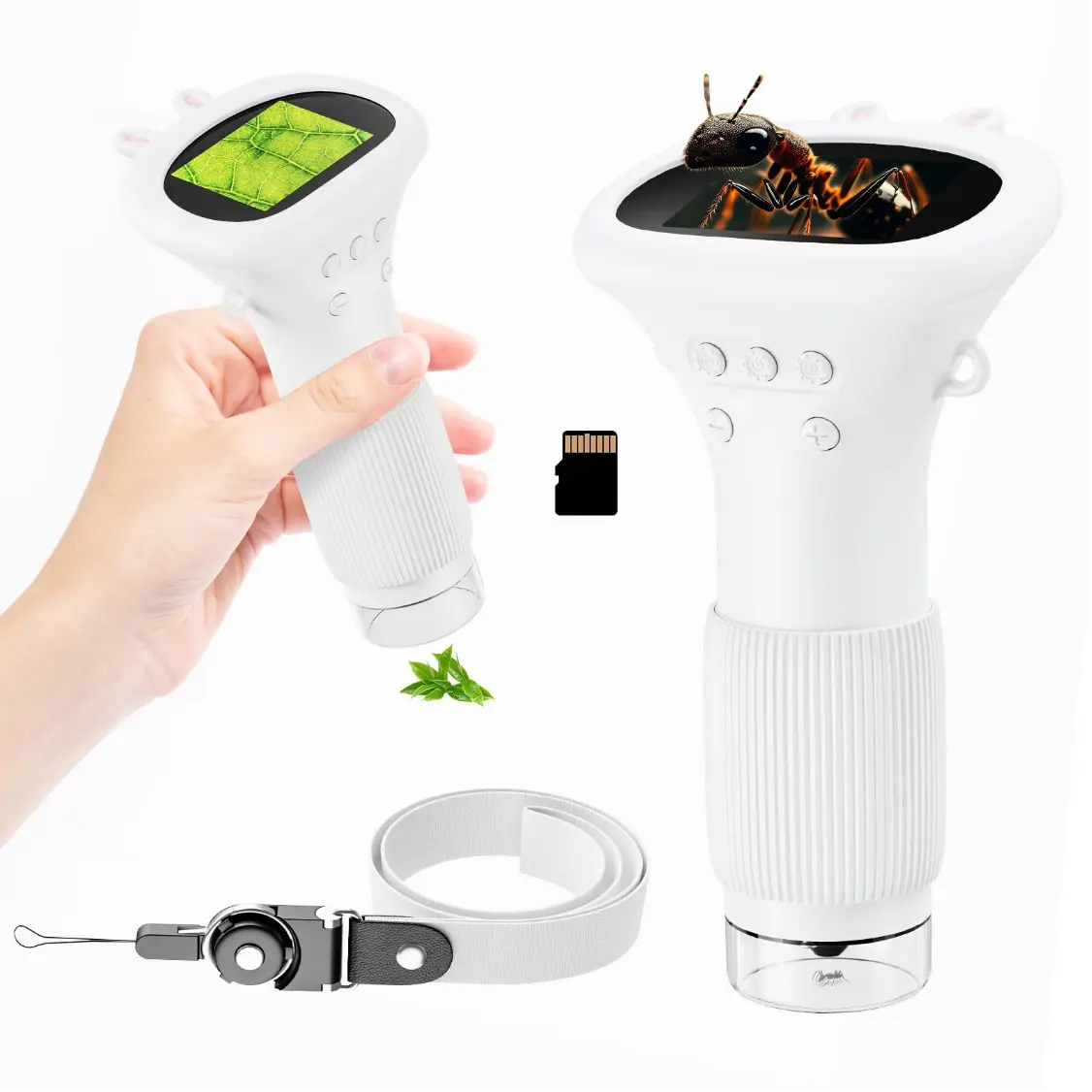 Handheld Digital Kids Microscope with 2" Display, 100x-1000x Zoom, LED Lights, USB Connectivity, for School Curriculum, Classroom Supplies, Handheld Digital Microscope