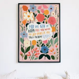 May the God of hope Floral Christian Print, Colourful Christian Poster, Christian Modern Christians Wall Decor