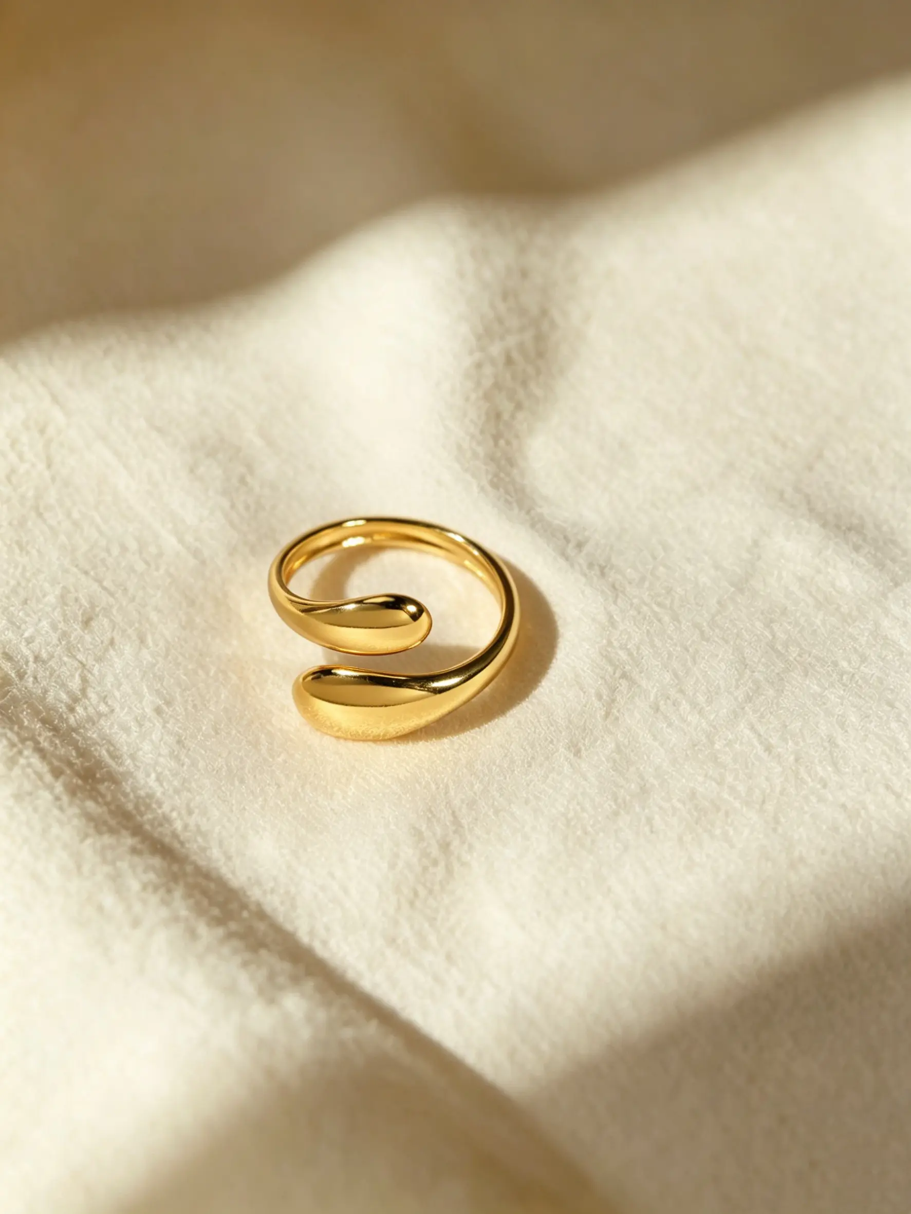 18k Fashion Vintage Geometric Teardrop Ring, Adjustable Open Ring for Women, Perfect Gift, All Seasons Casual Style
