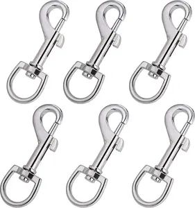 Swivel Snap Hooks, Hanlongyu Metal Heavy Duty Dog Leash Clasp Stainless Steel, Multipurpose Keychain Clip Spring Pet Buckle for Linking Collar, Chain, Crafts Project (6 Pcs) 6Pc Silver Hooks 3X1Inch hanlongyu