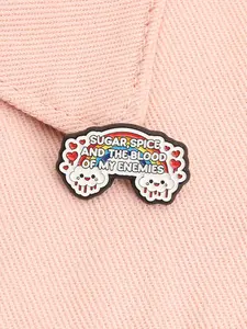 Sugar Spice And The Blood Of My Enemies Enamel Pin Sweet-Cool Contrast Rainbow Heart Cloud Unique Alloy Brooches Lapel Backpack Badge Fashion Jewelry Accessories Gifts for Friends