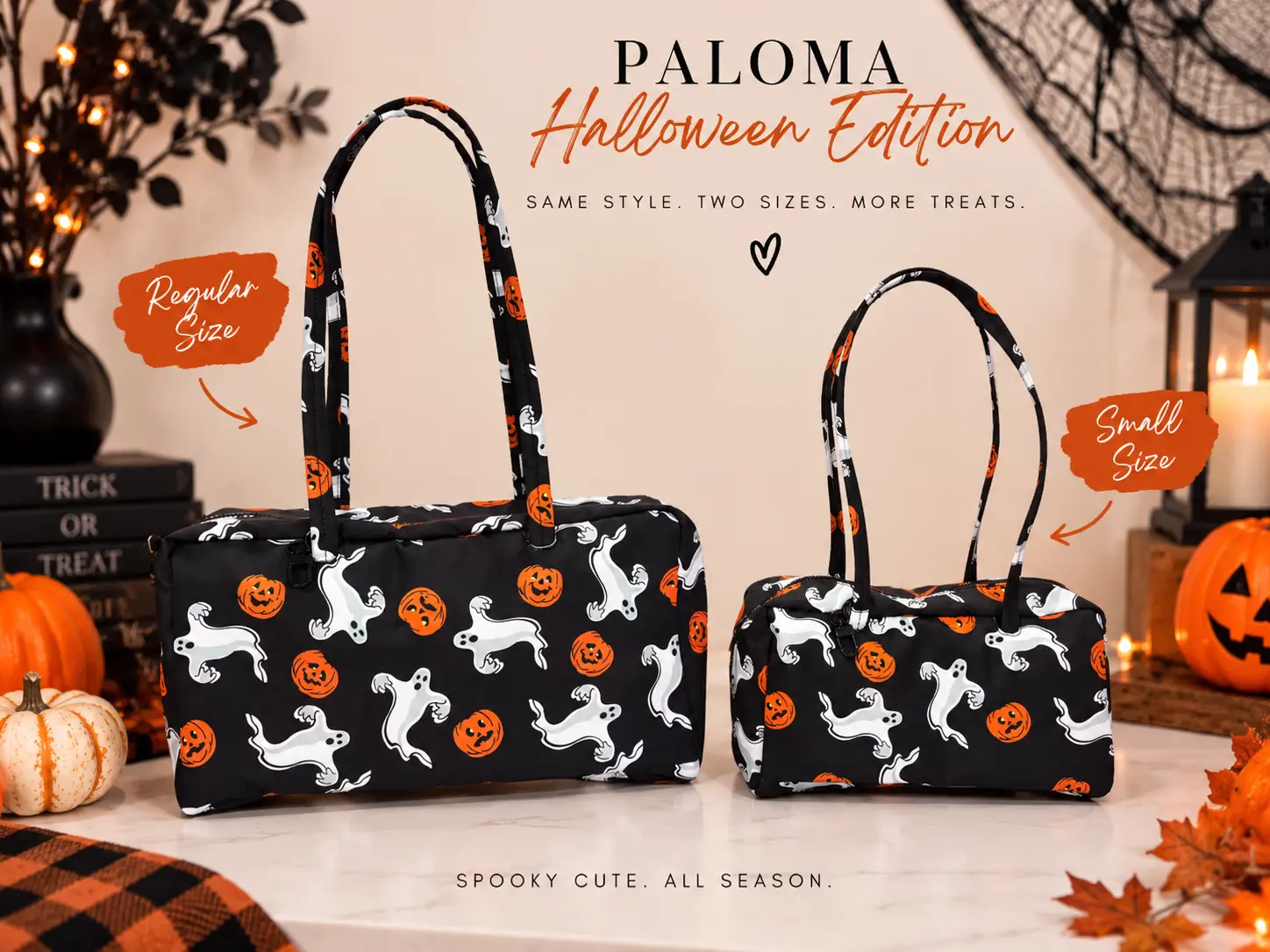 Women's Paloma Leopard Bold Print Bowler Bag - Halloween Limited Edition, Mini & Regular Sizes, Everyday Use Double Handle Purse, Crossbody & Shoulder Bag for Gifting