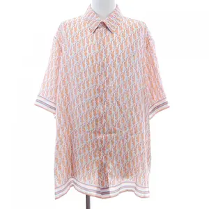 Pre-owned Dior Silk Small Leather Goods Oblique Organic Twill Short Sleeve Shirt