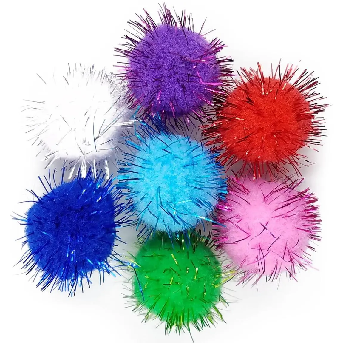 Assorted Sparkle Glitter Pom Poms Balls for Arts Craft  DIY Accessories(1.18 Inch,30mm- 100 Pack)