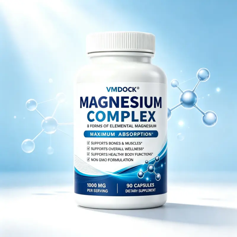 Magnesium Complex 8 Essential Magnesium Supplement-1000mg 90 Capsules Maximum Absorption Non-GMO Formula for Bone Muscle Support and Overall Wellness