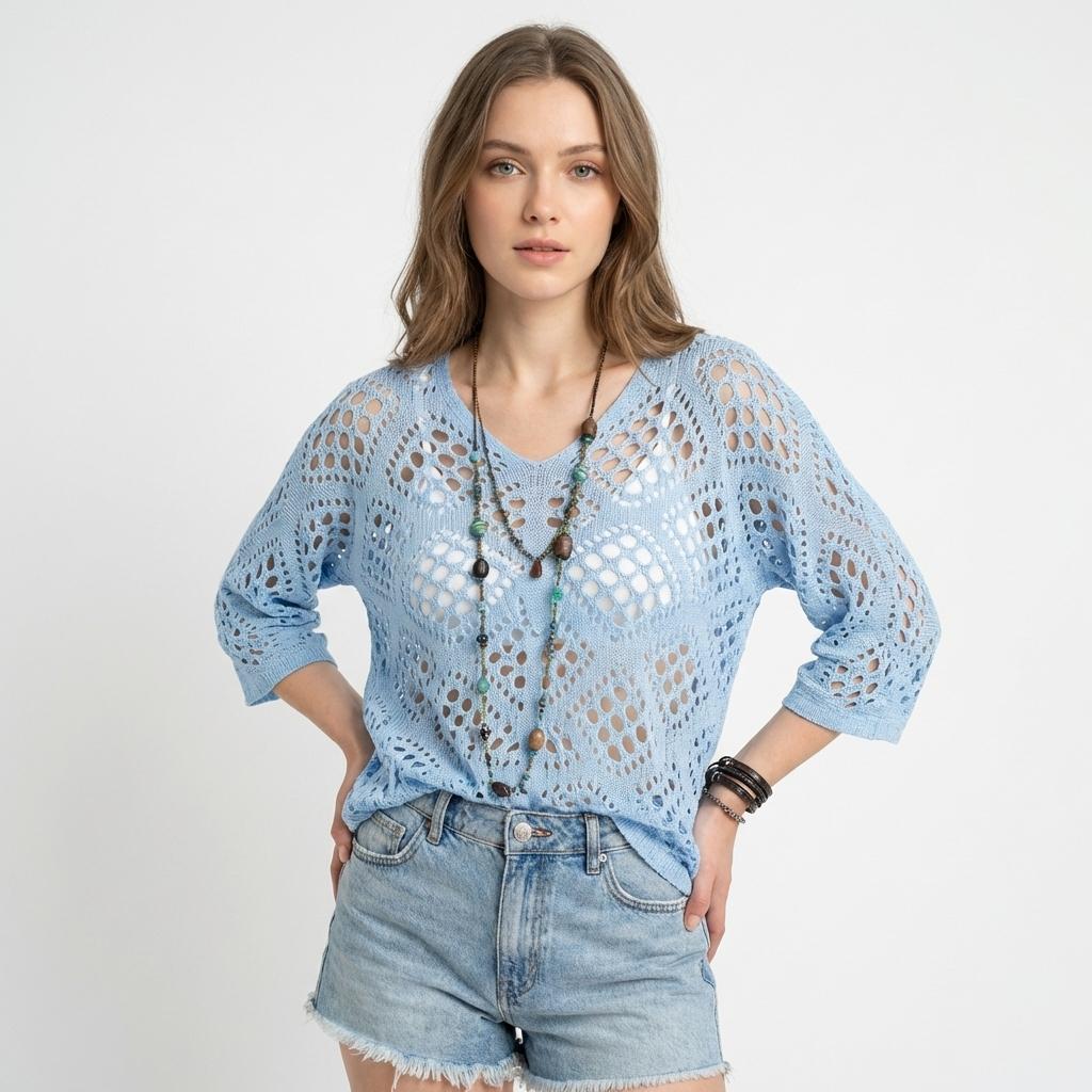 Women's Crochet V-Neck Hooded Sweater - Lightweight Hollow Out Mesh Knit Top Batwing Half Sleeve Slouchy Pullover - Y2K Boho Chic Summer Beach Cover Up Festival Outfit See-Through Knitwear - Plus Size Options Women's Crochet V-Neck Hooded Sweater - Lightweight Hollow Out Mesh Knit Top Batwing Half Sleeve Slouchy Pullover - Y2K Boho Chic Summer Beach Cover Up Festival Outfit See-Through Knitwear - Plus Size Options