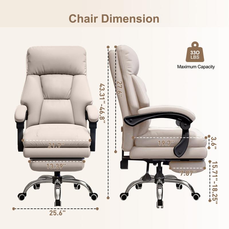 【Black Friday】Executive Office Chair with Foot Rest Comfortable High Back Computer Gaming Chairs Lumbar Support Ergonomic Home Office Desk Chairs Big and Tall PU leather Work Chair