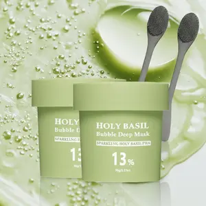 Holy Basil & PHA Bubble Clay Mask – Gentle Deep Cleansing, Blackhead Removal, Oil Control & Hydration. Daily Use K-Beauty Detox Mask, 90g.