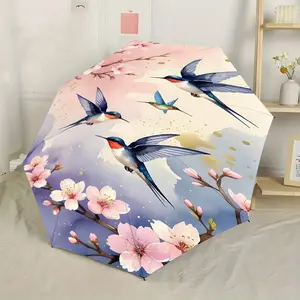 Auto Open Close Windproof Umbrella, Cherry Blossom Pattern, Portable Folding Design, Lightweight for Men and Women, Perfect Gift