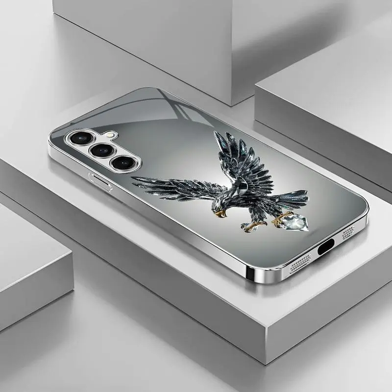 Suitable for [Galaxy S23 Fe] Light luxury crystal eagle pattern and scorpion glass electroplated mobile phone case, exquisite and gorgeous 995