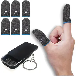 6 Pack Gaming Finger Sleeves Thumb Sleeve for Mobile  Controller for PUBG Anti- Breathable Seamless (Charcoal Gray Blue)