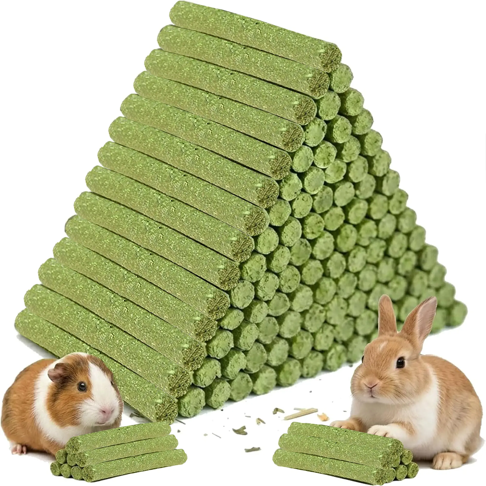 1.1 lbs Natural Timothy Hay Sticks, Rabbit Chew Toys Molar Teeth Grinding Sticks, Bunny Treats for Chinchillas, Guinea Pigs, Hamsters & Small Animals