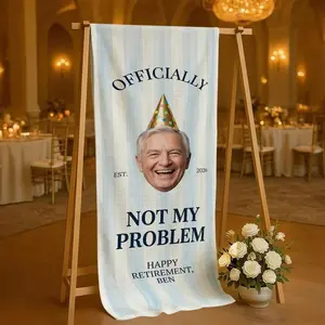 Personalized Retirement Tapestry: Custom Face Photo Funny Linen Event Banner