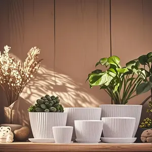 6 Pack 7.5/6.7/5.9/5.1/4.3/3.5in Resin Planters Modern Planters Planters for Indoor -4 Size Colour- Stackable, Elegant Design, Vibrant Colors, Realistic Look, Weather-Resistant, Fade-Resistant Gardening Gift,home Decor