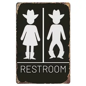 Vintage Metal Western Bathroom Decor Funny Toilet Wall Decor Restroom Signs