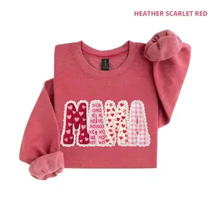 Valentines Mama Sweatshirt, Mom Love Print Sweatshirt, New Mom Gift Valentines Day Sweater, Heart Sweater, Mama Heart Sweatshirt